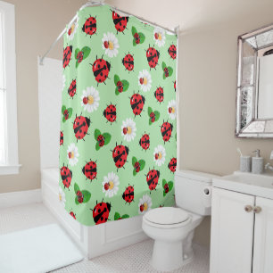 Cortina Para Box Bolinhas vermelha-branca Ladybug Daisy verão