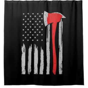 Cortina Para Box Bombeiro Vermelho do Bandeira Americano
