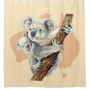 Cortina Para Box Bonita Koala Mãe e Bebê