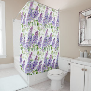 Cortina Para Box Bonito Estilo de Aquarela de Lavanda Roxo AI Flora