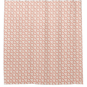 Cortina Para Box Bonito padrão de coração vermelho a rosa