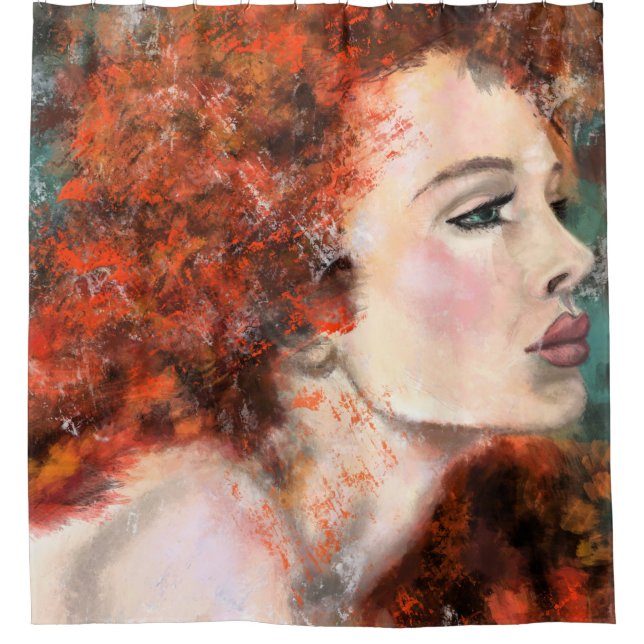 Cortina Para Box Bonito Redhead Woman - Abstrato de pintura origina (Frente)