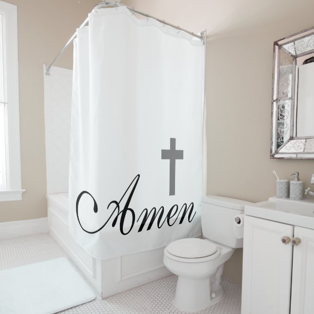 Cortina Para Box bonito script AMEN com CROSS | (In Situ)