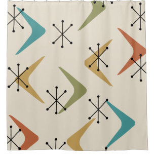 Cortina Para Box Boomerangs de meio século Ampliações Multicolorida