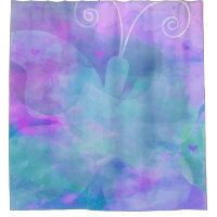 Borboleta de Arte em Aquarela Pastel Roxo Turquesa