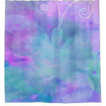 Borboleta de Arte em Aquarela Pastel Roxo Turquesa