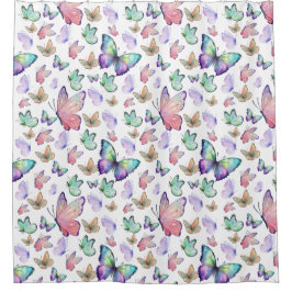 Cortina Para Box Borboletas de Aquarela Padrão Invisível