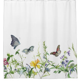 Cortina Para Box Borboletas e flores