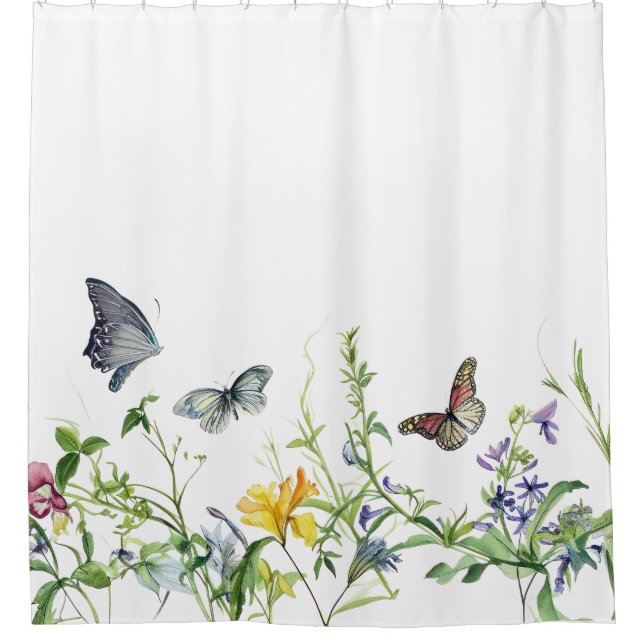 Cortina Para Box Borboletas e flores (Frente)
