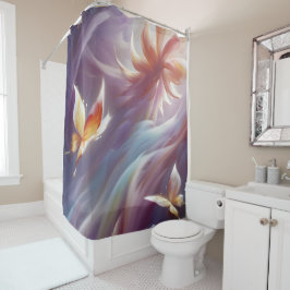 Cortina Para Box Borboletas e flores estilizadas