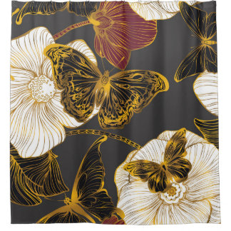 Cortina Para Box Borboletas e flores: padrão de Primavera Boho