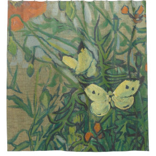 Cortina Para Box Borboletas E Poppies De Vincent Van Gogh