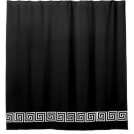 Cortina Para Box Borda-chave grega branca em preto-colorido persona