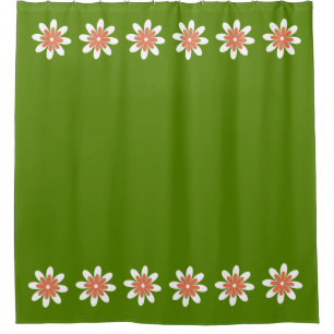 Cortina Para Box Borda Mínima da Flor Retroativa Avocado Verde