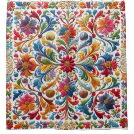 Cortina Para Box Bordados Coloridos Parecendo Design