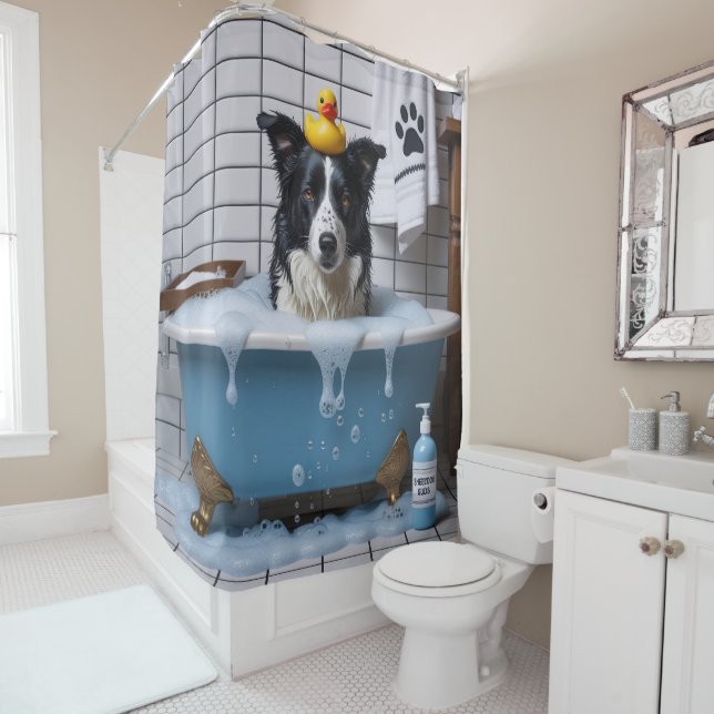 Cortina Para Box Border Collie Desleixado Sonolento Fofo Engraçado (In Situ)