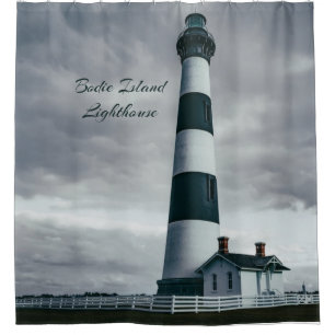 Cortina Para Box Bordie Island Lighthouse preto e branco
