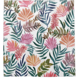 Cortina Para Box Botanical Leaves Watercolor | Floral Colorful Cute