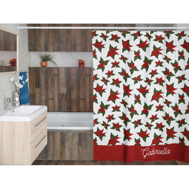 Cortina Para Box Botânico floral vermelho de Natal (Criador carregado)