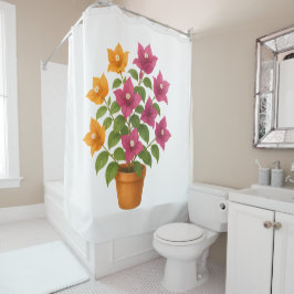 Cortina Para Box Bougainvillea flower bathroom curtain