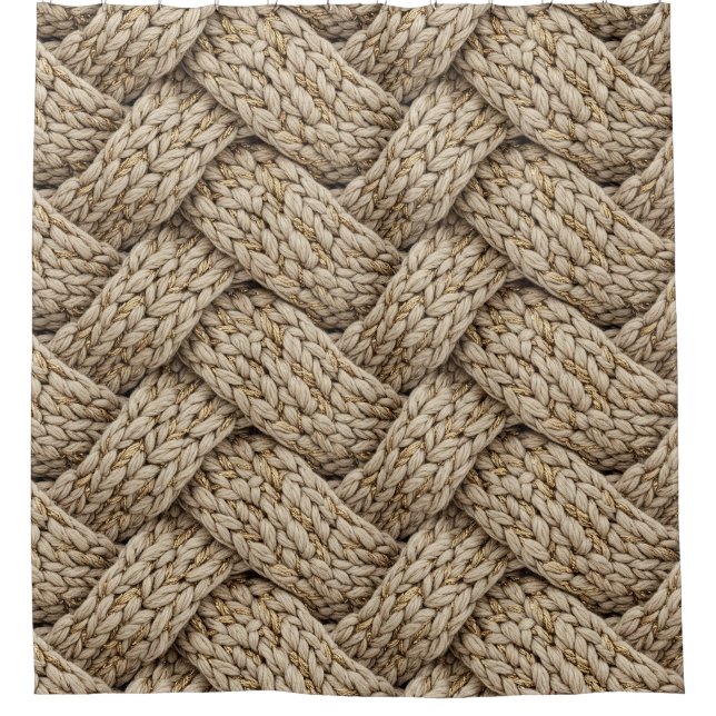 Cortina Para Box Braided Thread Knit Texture – Warm Beige (Frente)