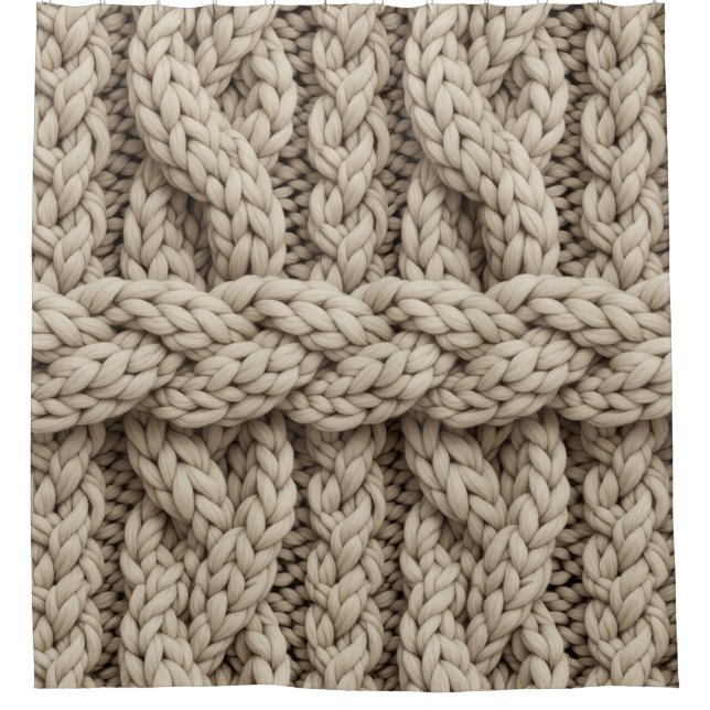 Cortina Para Box Braided Thread Knit Texture – Warm Beige (4) (Frente)