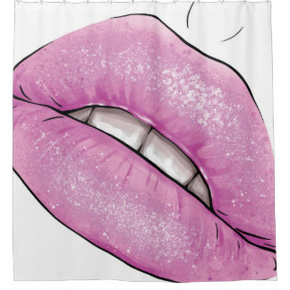 Cortina Para Box Brilho cor-de-rosa com dentes