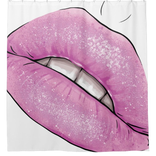 Cortina Para Box Brilho cor-de-rosa com dentes (Frente)