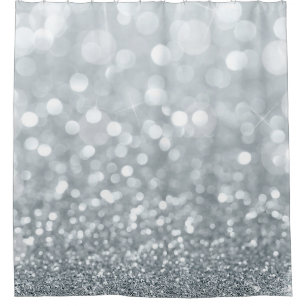 Cortina Para Box Brilho Glamour Bokeh Prateado Branco Tendência