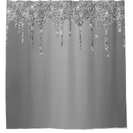 Cortina Para Box Brilho Prateado Brilha Gotas Chic
