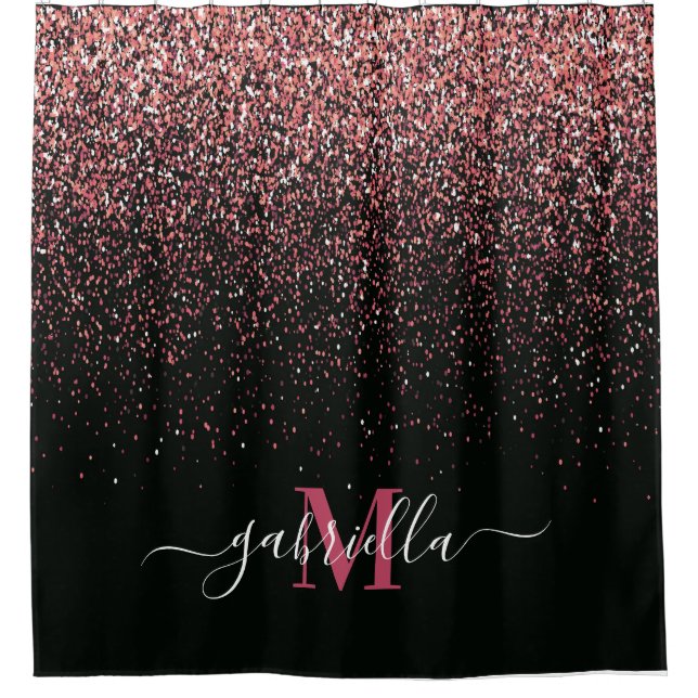 Cortina Para Box Brilho preto-e-rosa (Frente)