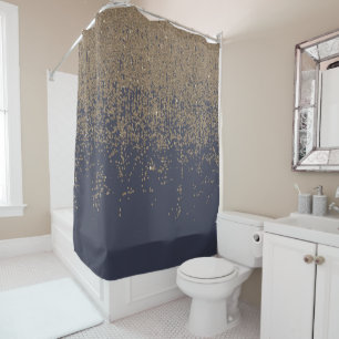 Cortina Para Box Brilho Sparkly Dourado Ombre dos azuis marinhos