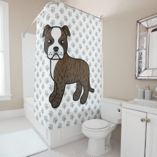 Cortina Para Box Brindle E White Staffordshire Bull Terrier Dog