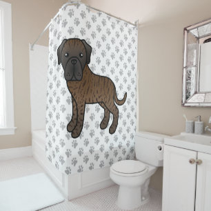 Cortina Para Box Brindle English Mastiff Cute Cartoon Dog