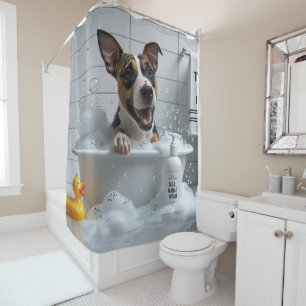 Cortina Para Box Bull Terrier Desleixado Sonolento Fofo Engraçado 