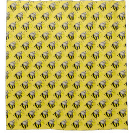 Cortina Para Box Bumblebee Honeybee, Abelhas de Cartoon Amarelo Neg