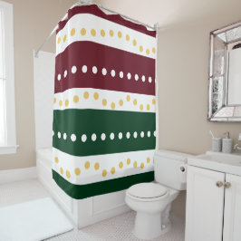 Cortina Para Box Burgundy and Emerald Stripes Polka Dots Christmas 