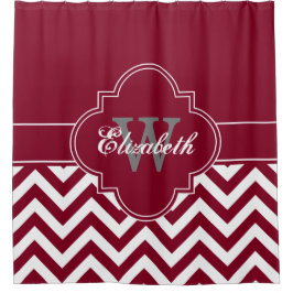 Cortina Para Box Burgundy Branco LG Chevron 1ICBR Nome Monograma