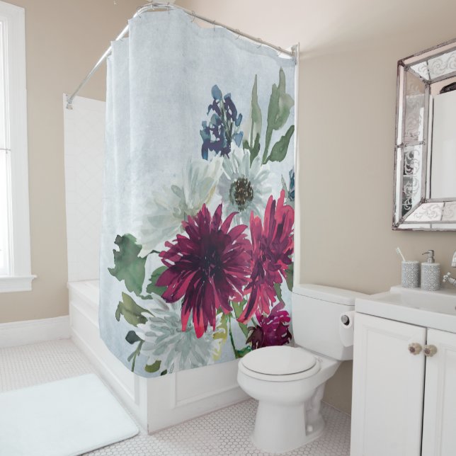 Cortina Para Box Burgundy Floral Splash em Cinzas (In Situ)