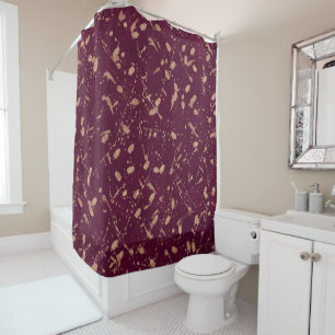 Cortina Para Box Burgundy & Rosa Dourado Splatter Moderna Abstrato