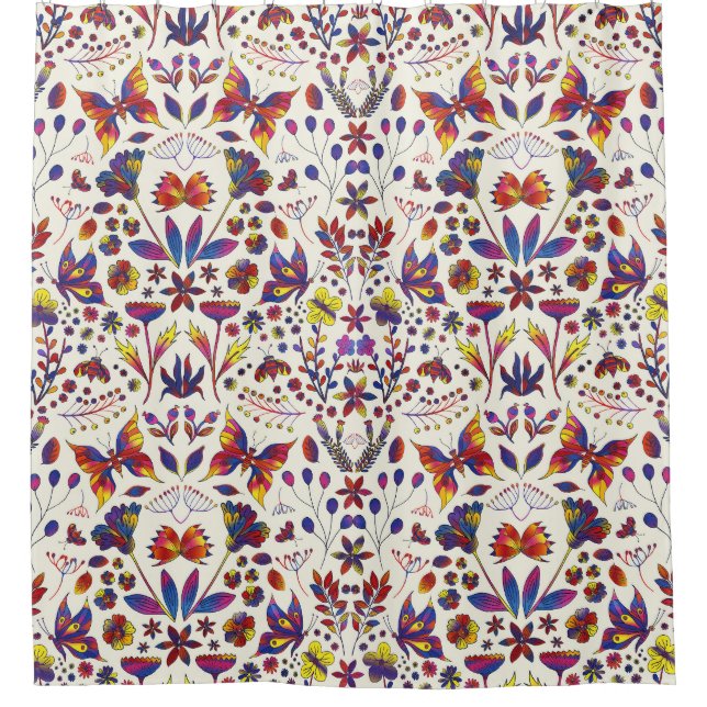 Cortina Para Box Butterflies and Flowers (Frente)