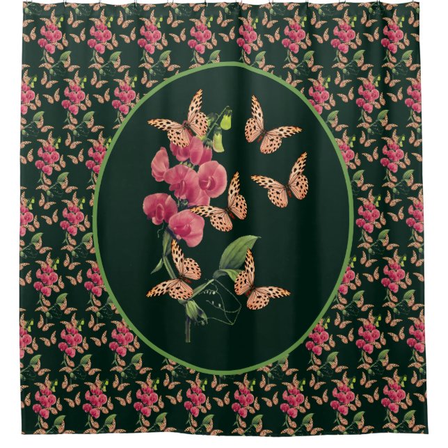 Cortina Para Box Butterflies And Sweet Pea Flower Art  (Frente)