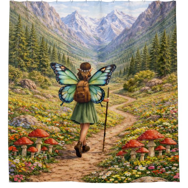 Cortina Para Box Butterfly Fairy Mountain Hiker | Fairycore Flower (Frente)