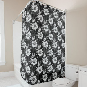Cortina Para Box Butterfly On Flower Patterne Design - Preto
