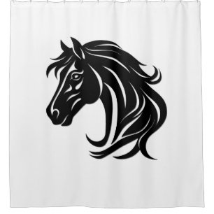 Cortina Para Box Cabeça de Cavalo Preto Magnífico