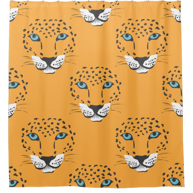 Cortina Para Box Cabeça de leopardo laranja, padrão perfeito. (Frente)