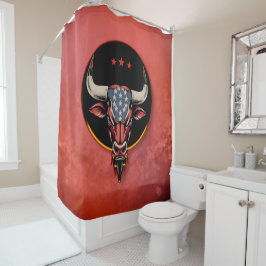 Cortina Para Box Cabeça de touro Patriótica, um touro Americano.