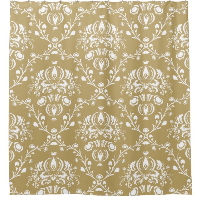 Cortina Para Box Cacau e Cream Damask (Frente)