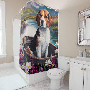 Cortina Para Box Cachorro Beagle em uma Canoa: Uma Aventura Cênica