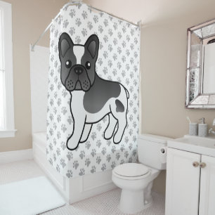 Cortina Para Box Cachorro de Cartografia Bonito de Buldogue Preto P
